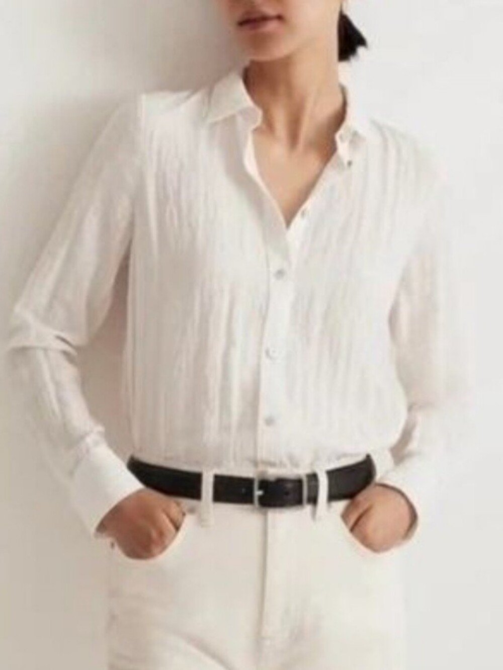 Madewell Crinkled Button-Up Relaxed Shirt in Lighthouse M